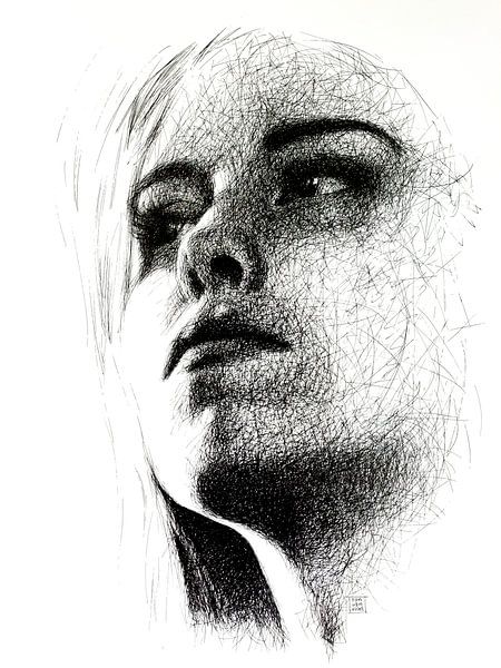 Scribble portrait in black by Ron van Vliet