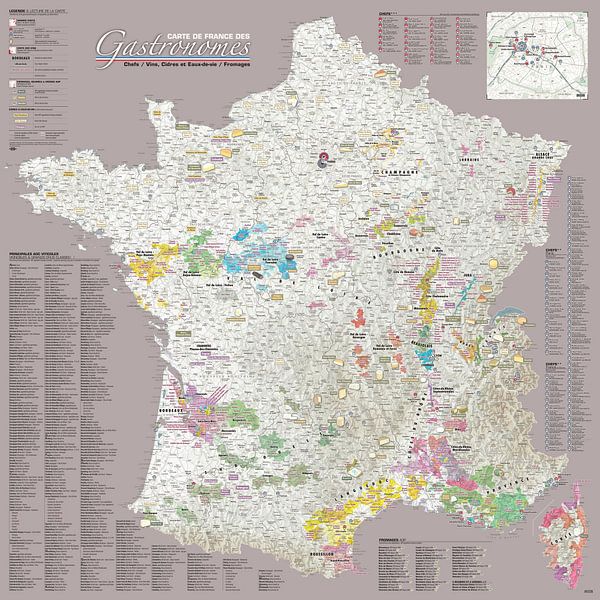 Carte de France des Gastronomes ambiance MASTIC (bijgewerkt tot 2024) van MAPOM by Geoatlas
