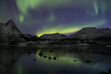 Aurora Borealis voor de bergen van Kai Müller