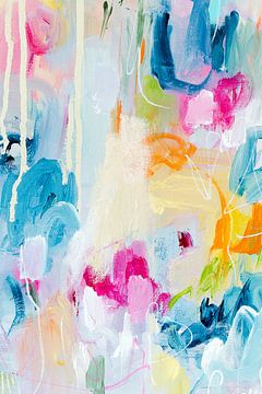 Feathery - part 1 abstract schilderij met pastelkleuren van Qeimoy
