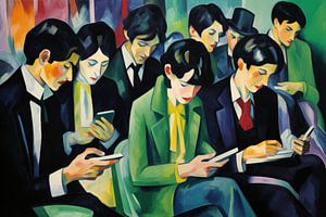 Menschen, die auf Smartphones starren