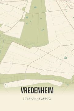 Vintage map of Vredenheim (Drenthe) by Rezona