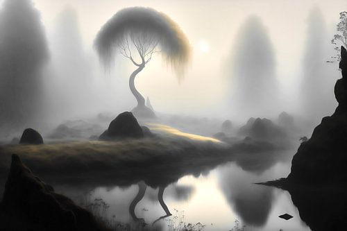 Natuurlijke idylle in de mist