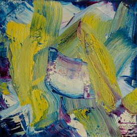 Abstract oil painting, Yellow, Blue, White, Purple by BowiScapes abstract and digital art