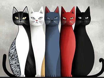 Abstracte Kattenrij van Karina Brouwer