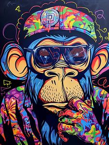 Street-Art singe coloré graffiti cool abstrait urbain moderne