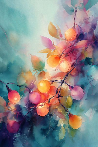 Christmas lights in Watercolor no.2 van Studio BB