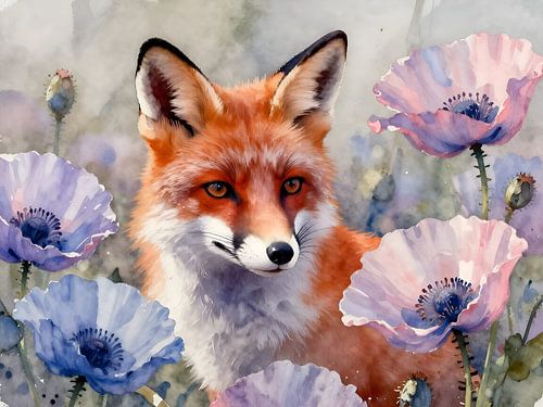 A fox among the poppies