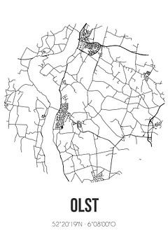 Olst (Overijssel) | Landkaart | Zwart-wit van MijnStadsPoster