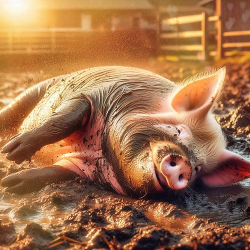 Een big in de modderpoel