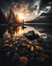 Mountain lake in autumn