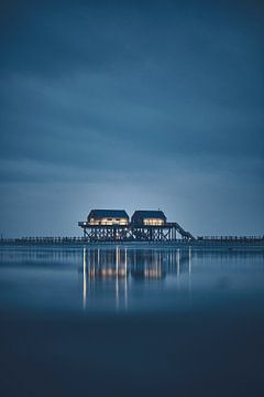 Blauw uur in Sankt Peter-Ording van Florian Kunde