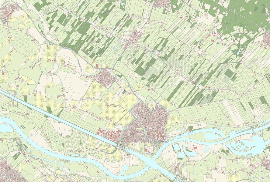 Kaart van Wijk bij Duurstede op canvas, behang, poster en meer