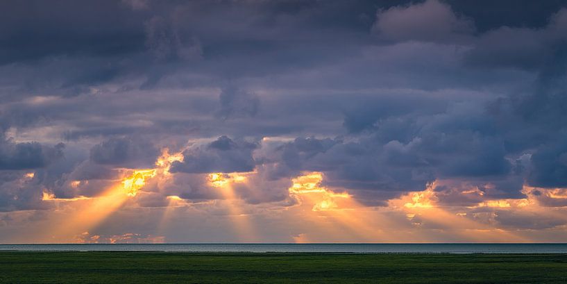 Rayons de soleil sur la mer des Wadden par Henk Meijer Photography