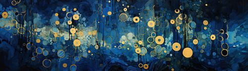 Goldene Mähne | Abstraktes Nachtblau