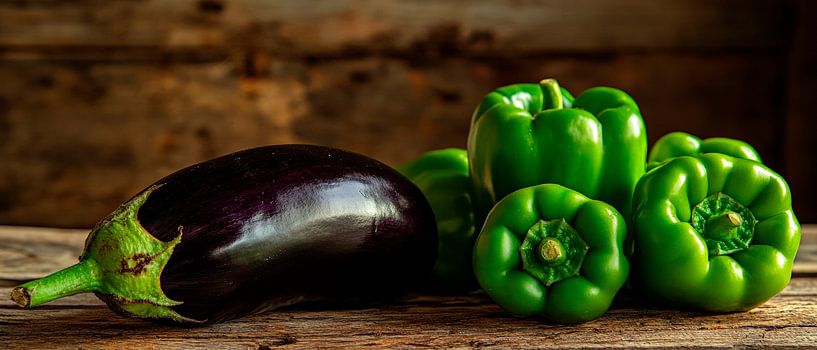 Aubergine and green pepper by Poster Art Shop