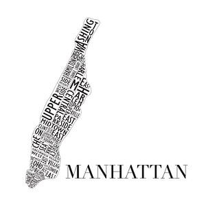 Map of Manhattan in words by Muurbabbels Typographic Design