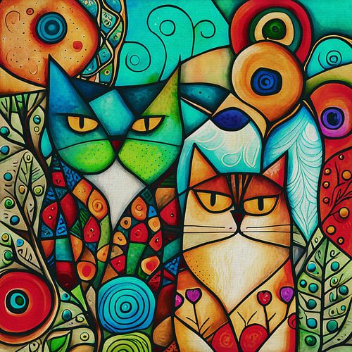 Portret van Poezen onder elkaar