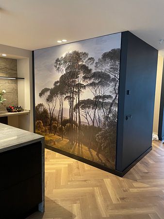 Italiaans landschap met parasoldennen, Hendrik Voogd