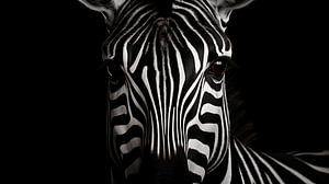 Zebraporträt tief in einer Reihe dünner schwarzer Linien im Hintergrund