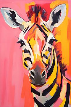 Colourful Abstract Zebra by But First Framing