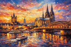 Köln in Deutschland, ein impressionistisches Gemälde. von Galerie Hoppenbrouwers