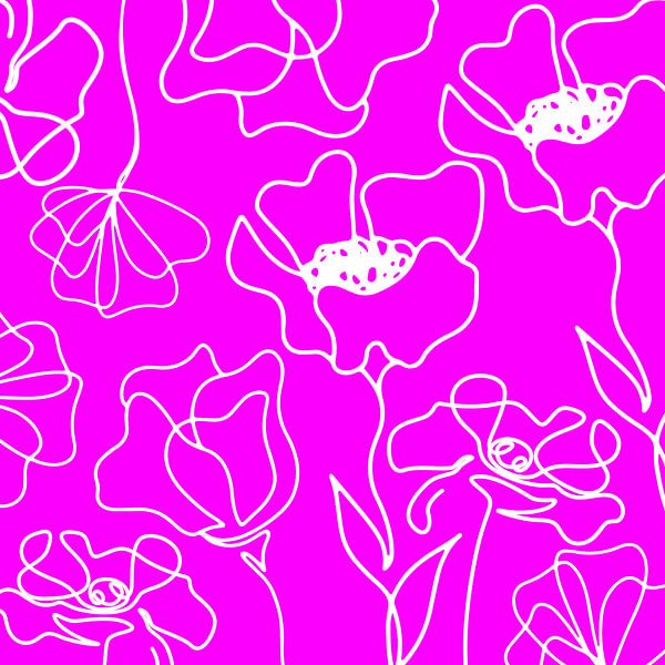 Scandinavian Flowers Market Pink Pink by Mad Dog Art