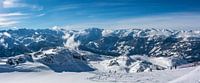 View over the snow covered mountains in the Tiroler Alps in Austria