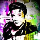 Elvis Presley Abstraktes Pop-Art-Portrait in Rosa Gelb Grün von Art By Dominic Miniaturansicht