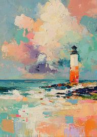Lighthouse by the pastel-coloured sea by Niklas Maximilian
