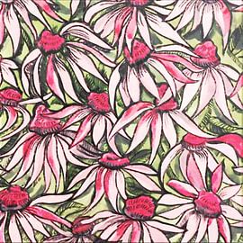 ROSALIA FIELD Wanddecoratie met roze bloemenpatroon van Mavro Orbino