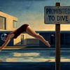 Defying Rules in a Poolside Dive by Jan Keteleer