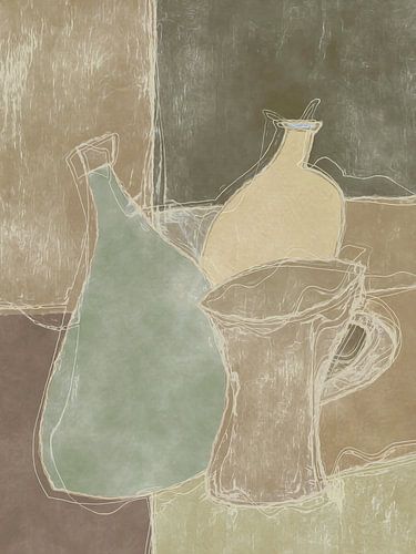 Stilleven in bruintinten en wat groens