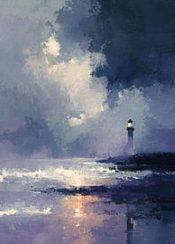 Phare dans la tempête - Peinture à l'huile abstraite sur Niklas Maximilian