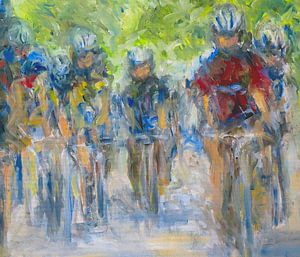 Tour de France expressionistisch schilderij olieverf van Paul Nieuwendijk