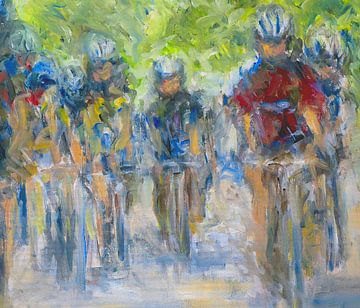 Tour de France expressionistisch schilderij olieverf
