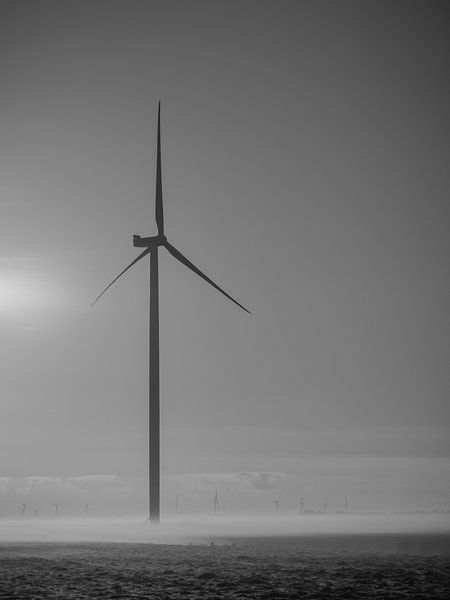 Windmolen met mist van Martijn Tilroe