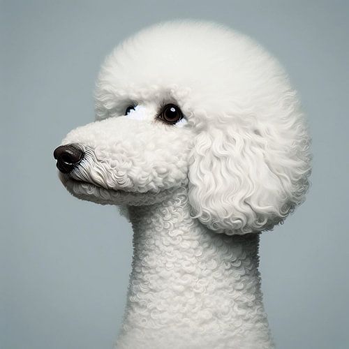 portrait of a white poodle