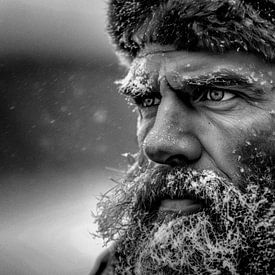 Man enduring winter's bitter cold by Luc V. de Zeeuw