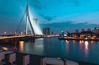 Magnificent Erasmus bridge during the blue hour in the evening by Jolanda Aalbers thumbnail