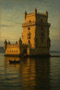 Turm von Belém Einsamkeit: Manueline Fort in der Abenddämmerung