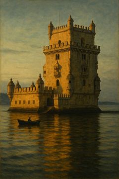 Belém Tower Solitude: Manueline Fort at Dusk by Travel Shop