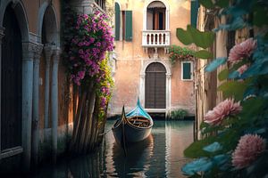 Venedig - Gondel in einer venezianischen Gasse von Joriali