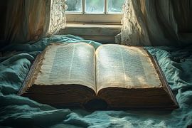 malerisches stillleben buch am fenster