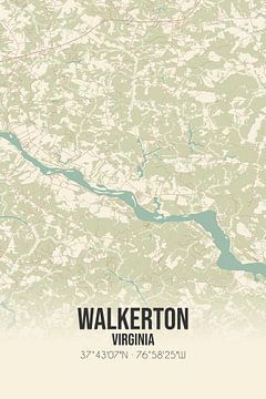 Vintage landkaart van Walkerton (Virginia), USA. van MijnStadsPoster