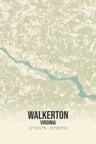Alte Karte von Walkerton (Virginia), USA.