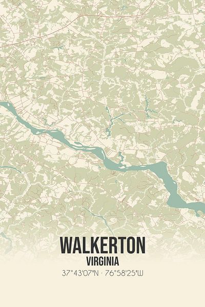 Vintage map of Walkerton (Virginia), USA. by Prints of Place