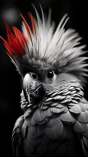 Bird portrait in black and white minimalist wildlife art