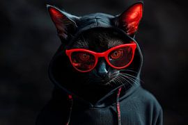 Coole zwarte kater met zonnebril van Poster Art Shop