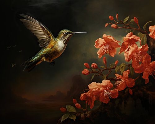 Flügel und Blumen | Kolibri Natur Kunst